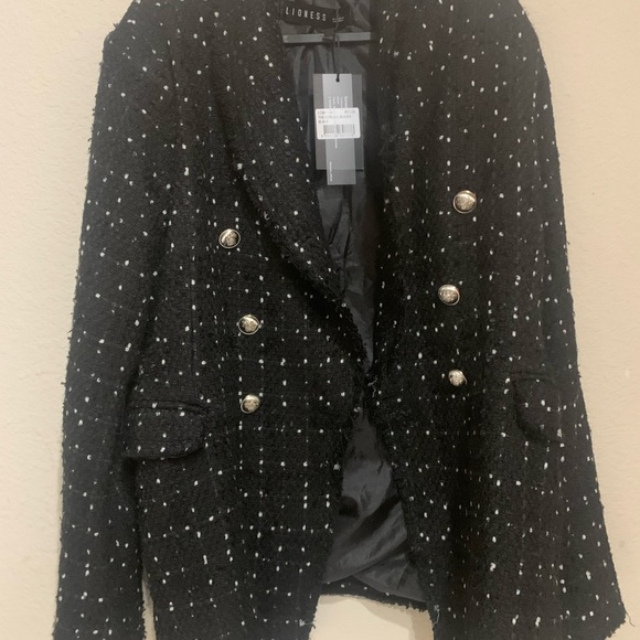 Lioness Black and White Tweed Blazer - Picture 3 of 4